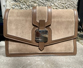 Authentic Pre-Loved Serapian Suede Taupe Leather Handbag – Crossbody or Shoulder Bag (Excellent Condition) (Copy)
