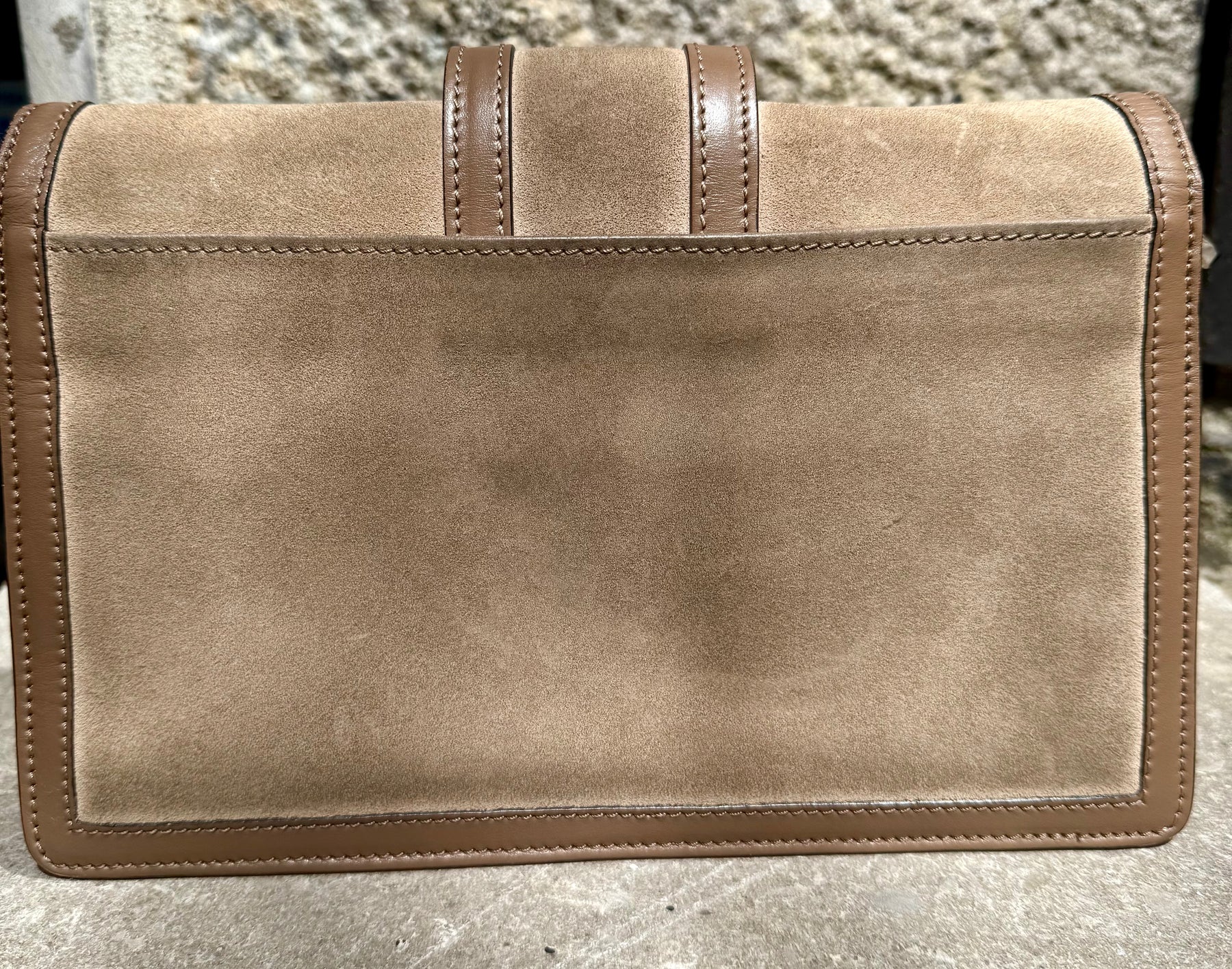 Authentic Pre-Loved Serapian Suede Taupe Leather Handbag – Crossbody or Shoulder Bag (Excellent Condition) (Copy)