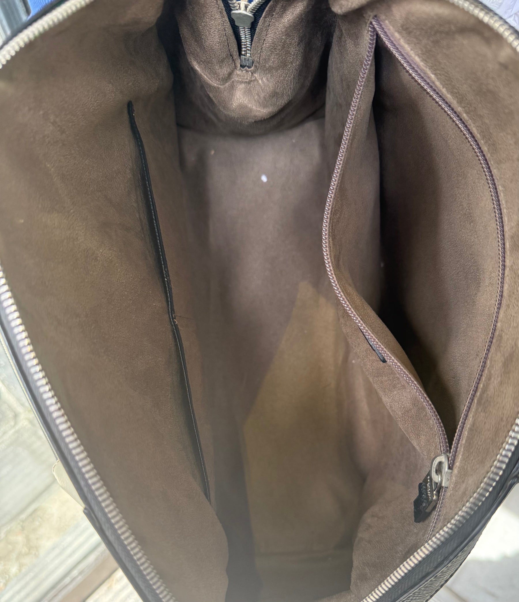 Serapian X-Large Evolution Leather Handbag – Taupe, Beige & Black – Very Good Condition