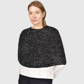 Gran Sasso: Black-Grey Textured Knit Overlay Top