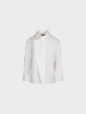 Sandro Ferrone: Sandro Ferrone White Asymmetrical Button-Front Shirt