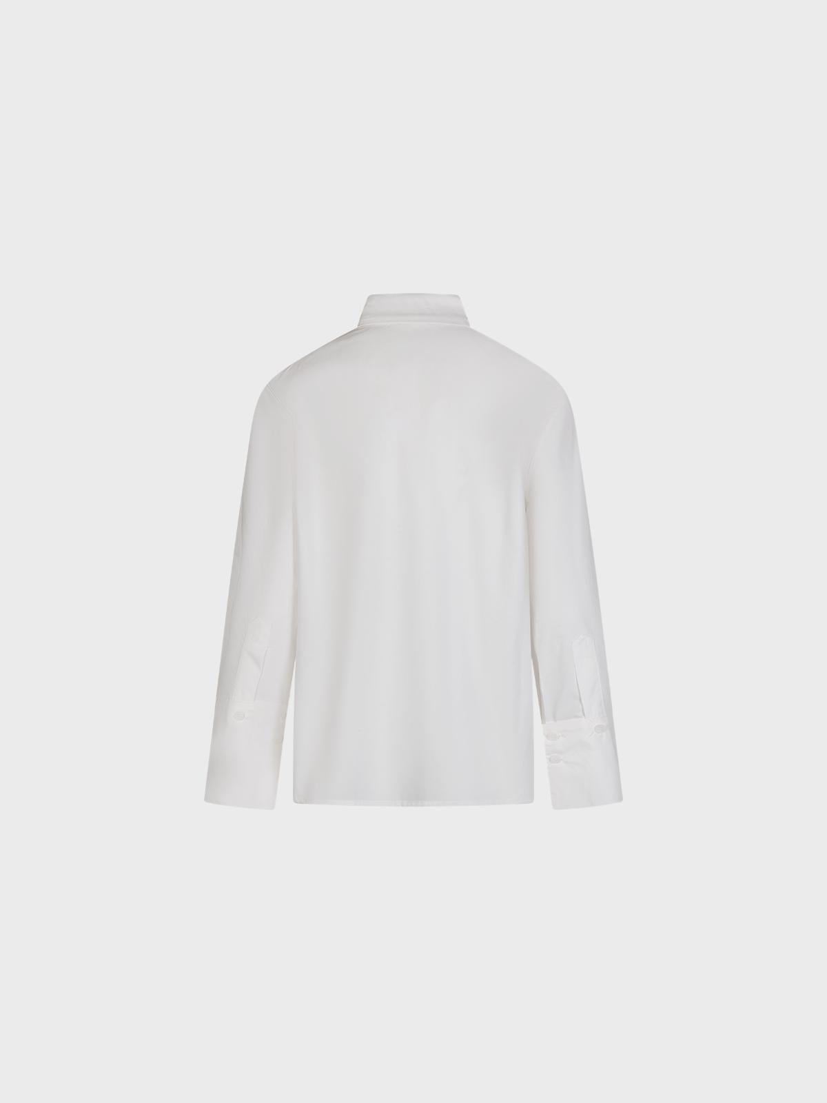 Sandro Ferrone: White Tie-Neck Blouse with Wide Cuffs
