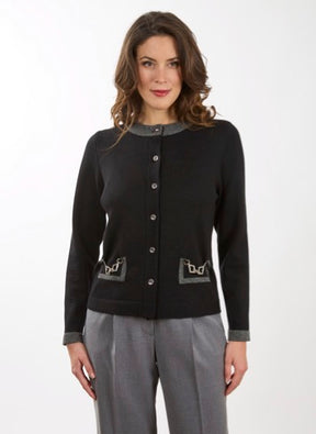 Rossana Pellegrini: Contrast Trim Knit Cardigan – |Made in Italy