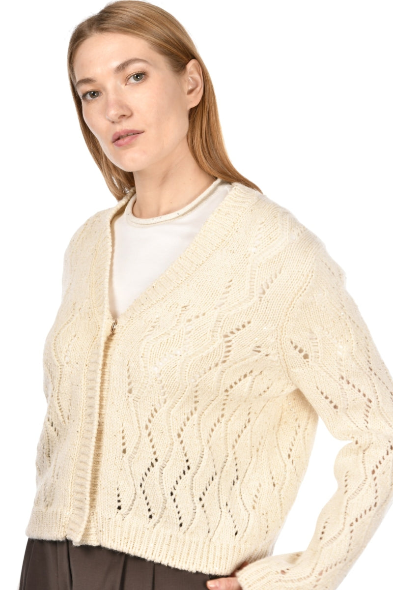 Gran Sasso Women’s Geometric Knit Sweater – Ivory