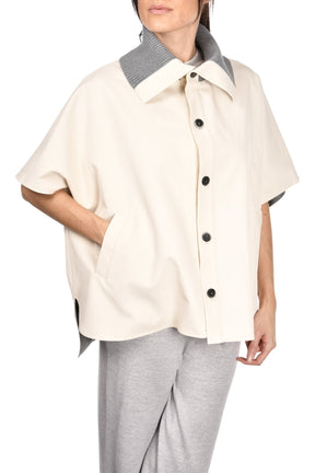 Gran Sasso Women’s Reversible Cape Jacket – Ivory & Grey