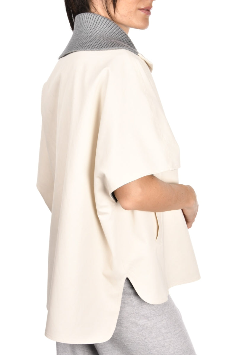 Gran Sasso Women’s Reversible Cape Jacket – Ivory & Grey