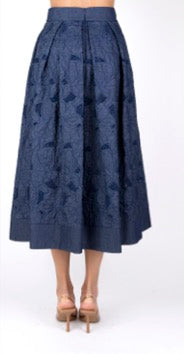 Clips: Textured Denim Midi Skirt – Elegant Summer Statement Skirt