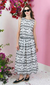 Clips: Embroidered Cotton Set – Sleeveless Top & Midi Skirt