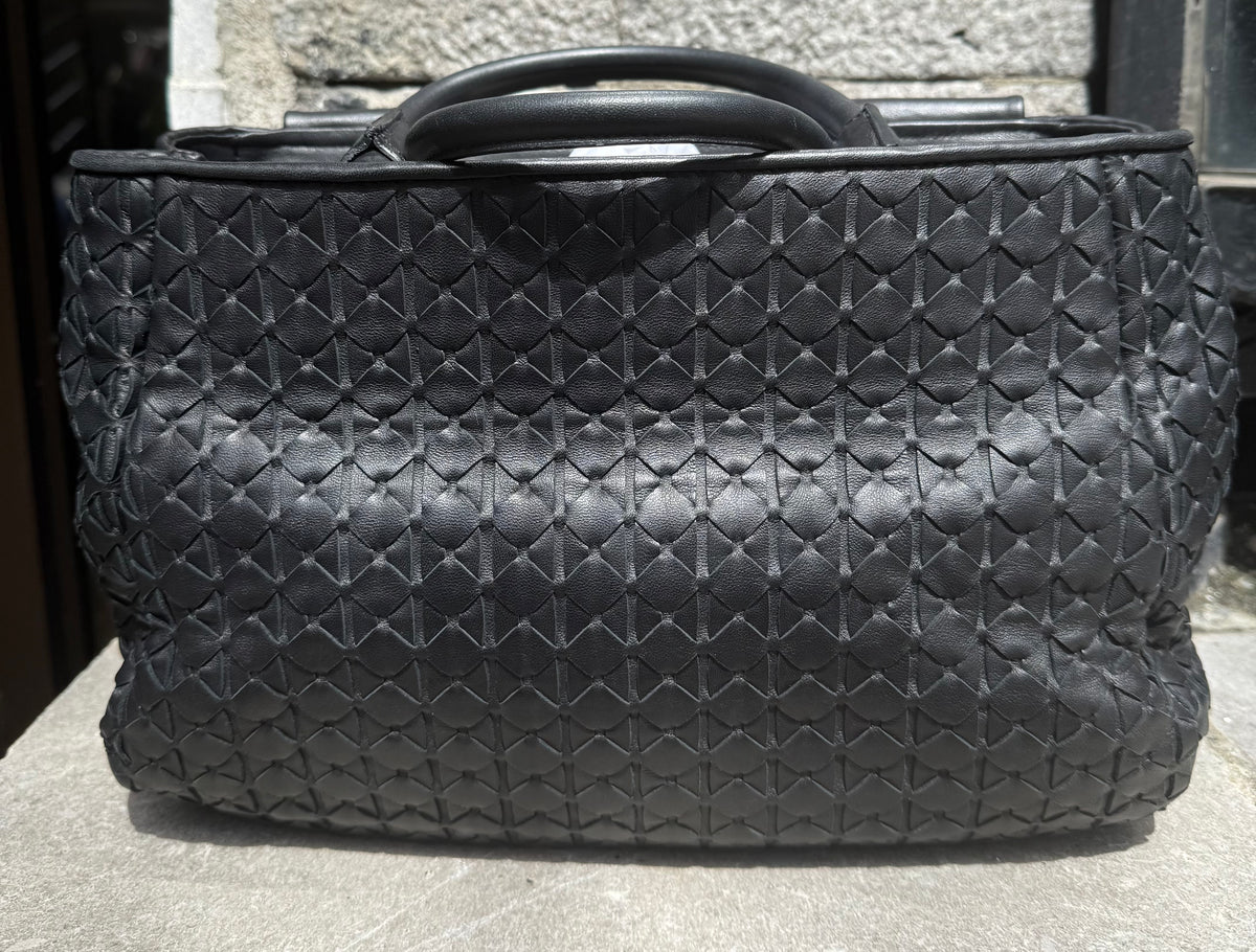 Authentic Pre-Loved Serapian Medium Black Mosaico Leather Handbag – Crossbody or Shoulder Bag (Excellent Condition)