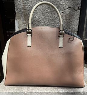 Serapian X-Large Evolution Leather Handbag – Taupe, Beige & Black – Very Good Condition