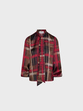 Sandro Ferrone: Plaid Tie-Neck Blouse – Burgundy & Brown