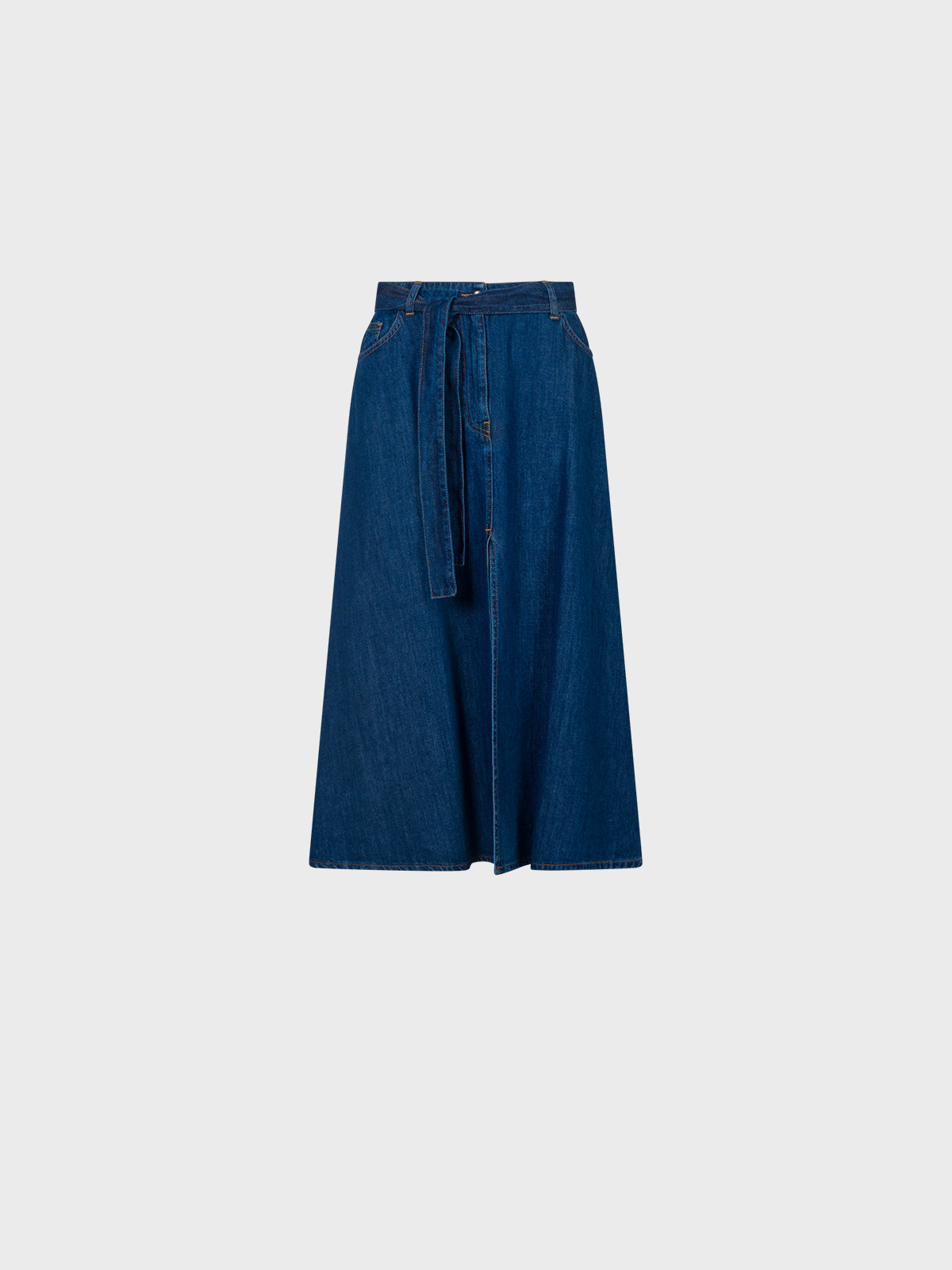 Sandro Ferrone: Belted Denim Midi Skirt