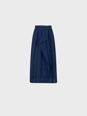 Sandro Ferrone: Navy Draped Midi Skirt