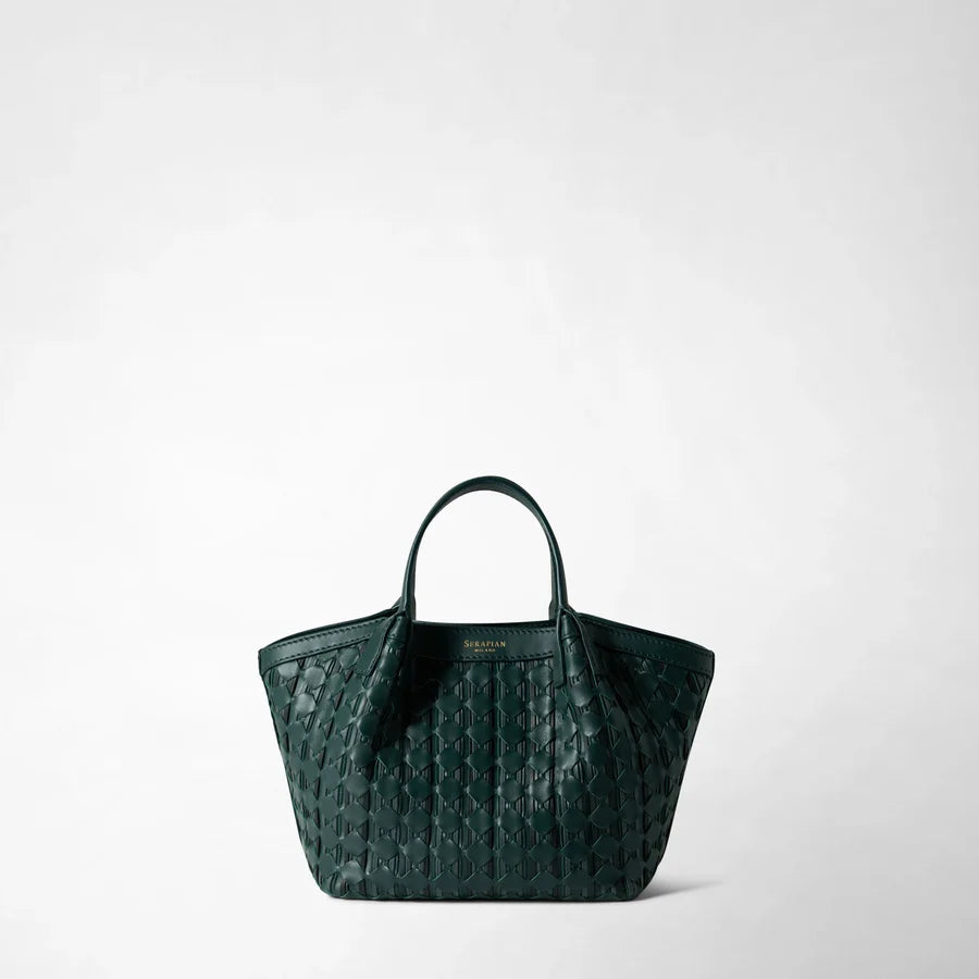 Serapian Secret Mini Ribbon Mosaico Leather Bag – Forest Green