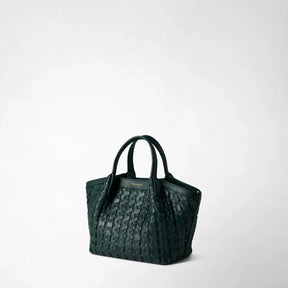 Serapian Secret Mini Ribbon Mosaico Leather Bag – Forest Green