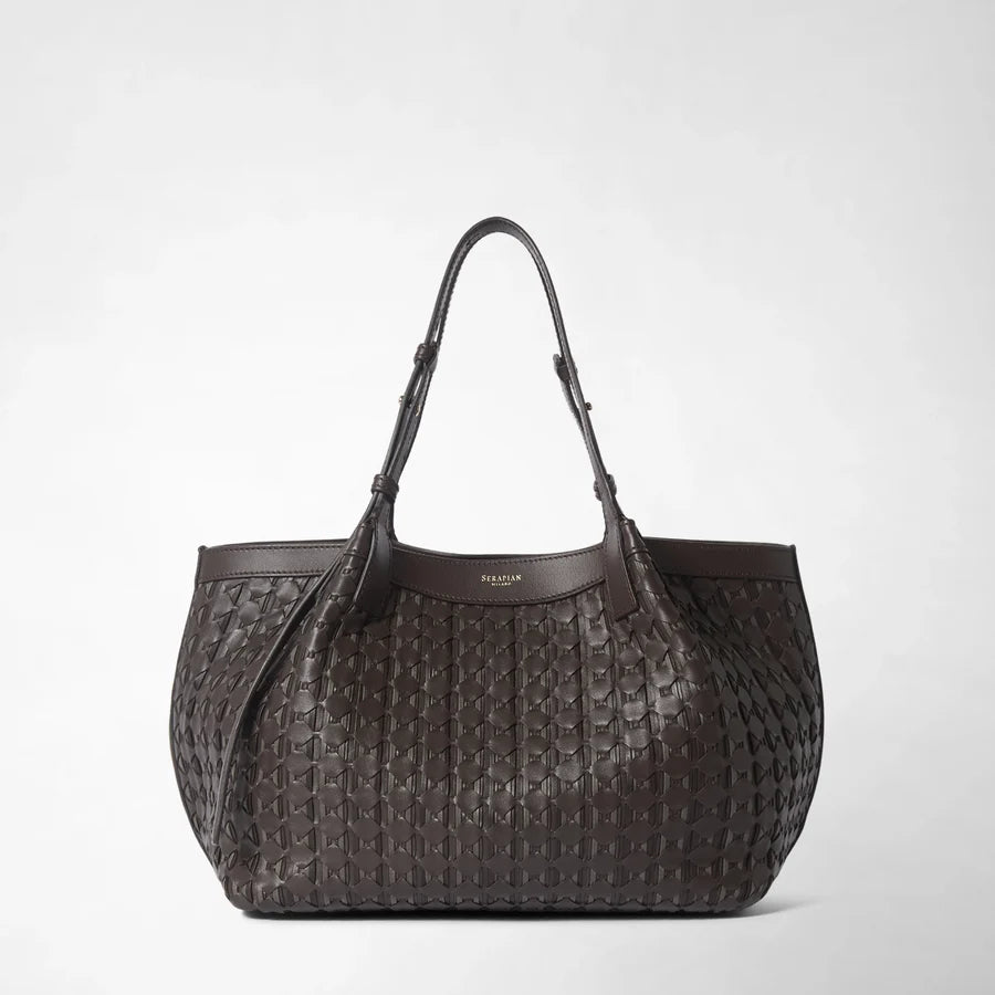 Serapian Secret Small Ribbon Mosaico Leather Bag – Ebony