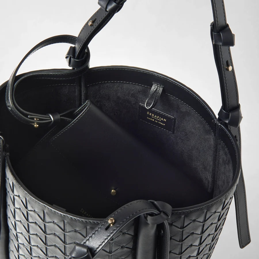 Serapian Mosaico Bucket Bag - Black