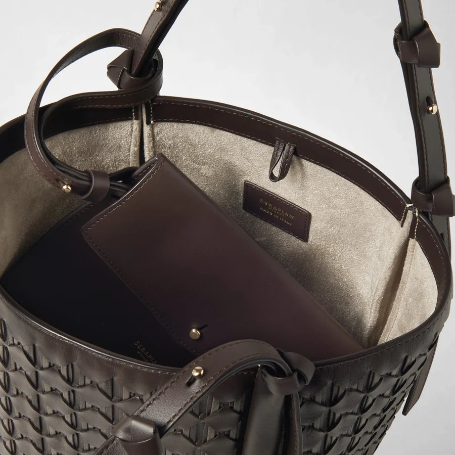 Serapian Mosaico Ribbon Bucket Bag - Ebony