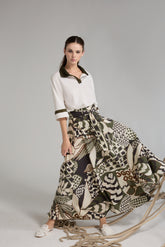 Tricot Chic: Abstract Print Maxi Skirt