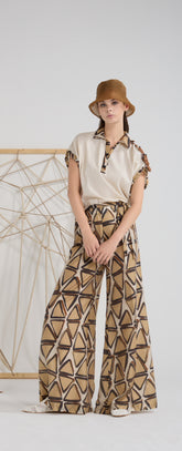 Tricot Chic: Contrast Trim Polo Blouse