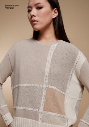 Tricot Chic: Women's Patchwork Knit Sweater | Luxury Italian Colour-Block Pullover
