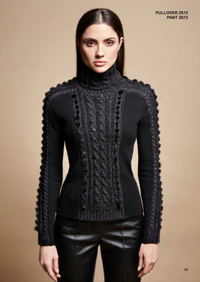 Tricot Chic: Women's Cable Knit Turtleneck Sweater | Luxury Italian Fitted Pullover