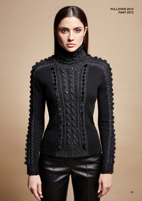 Tricot Chic: Women's Cable Knit Turtleneck Sweater | Luxury Italian Fitted Pullover