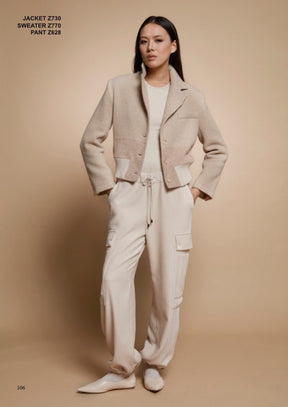 Tricot Chic: Women's Cropped Wool Blend Jacket